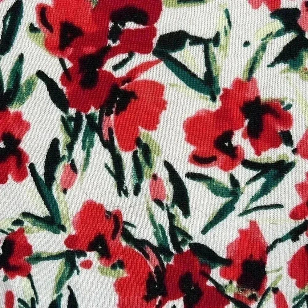 Land’s End Women’s Crewneck Cardigan Red Green Black Pink Floral Size M/P 10-12 - Picture 5 of 13